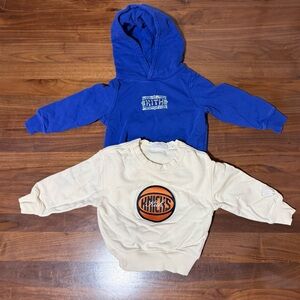 Kith Kids Nelson Sweatshirt Lot Size 3T Knicks Cream Crew Hannukah Blue Hoodie.